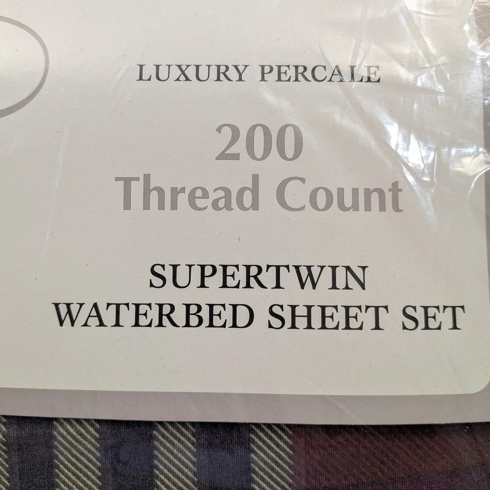 Springs Home Fine Lines Snowdon Supertwin Waterbed Sheet Set Plaid 200TC USA